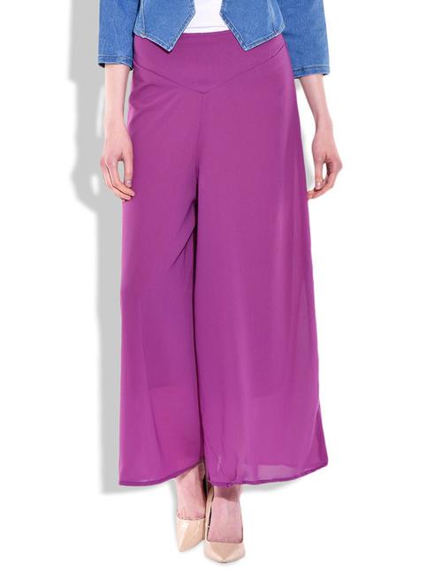 purple polygeorgette palazzos - 10003044 - Very Small Image - 1