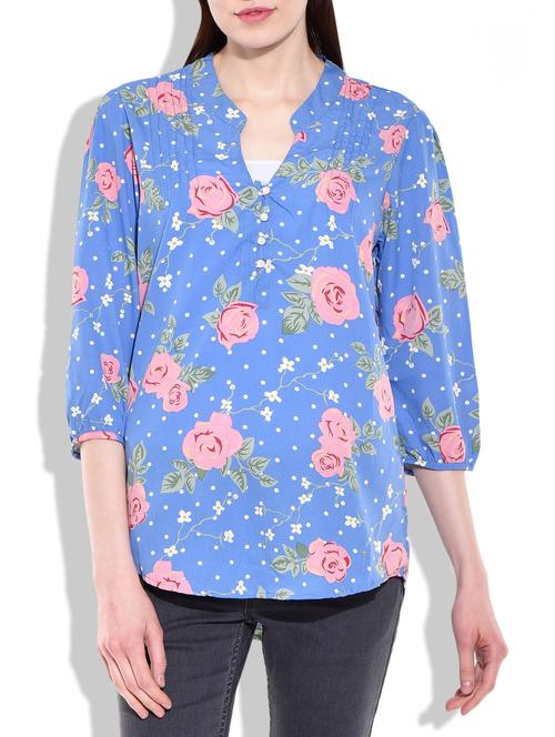 blue polycrepe top - 10003068 - Very Small Image - 1