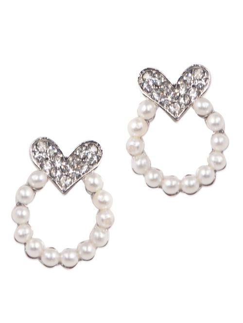Heart with pearl Studs - 1000323 - Very Small Image - 1