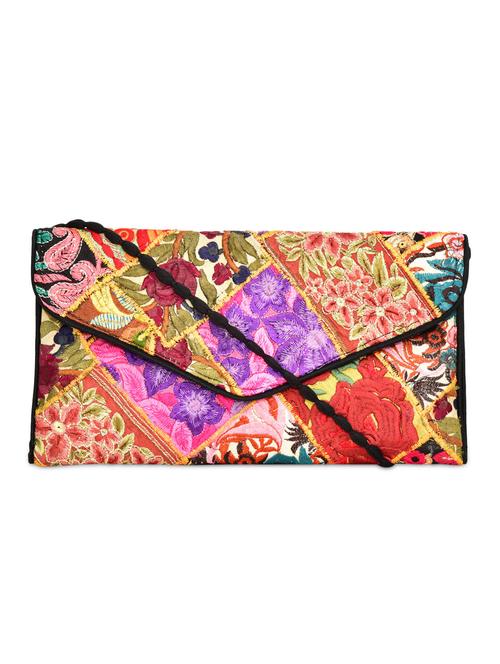 multi colored raw silk clutch - 10005466 - Very Small Image - 1