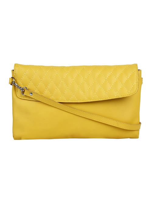 yellow leatherette quilted sling bag - 10008205 - Very Small Image - 1