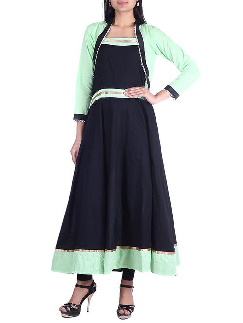 black cotton kurta - 10010360 - Very Small Image - 1