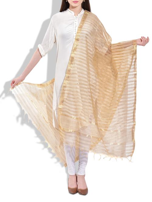 beige tissue dupatta - 10015030 - Very Small Image - 1