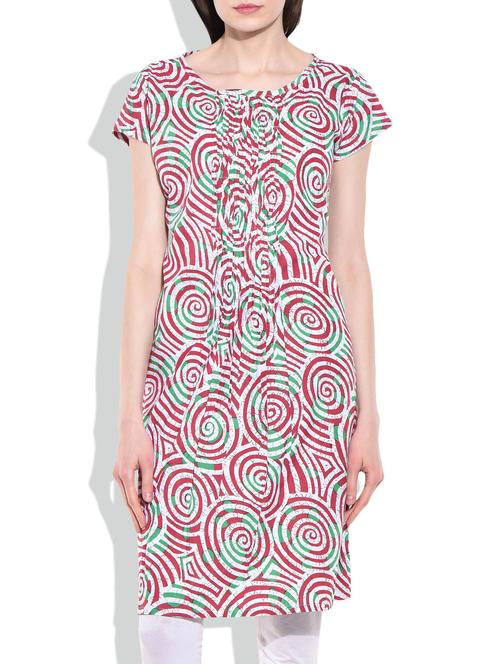 red cotton straight kurta - 10015598 - Very Small Image - 1