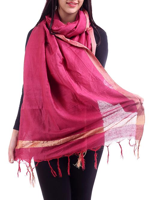 pink cotton silk dupatta - 1002142 - Very Small Image - 1