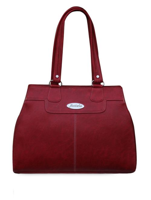Maroon leatherette handbag - 1002567 - Very Small Image - 1