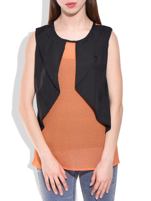 orange, black polyester layered top - 10031240 - Very Small Image - 1