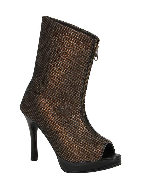 gold, black leatherette, mesh boot - 10031698 - Very Small Image - 1