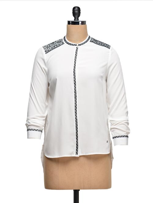 mandarin collar long sleeve blouse - 1003435 - Very Small Image - 1
