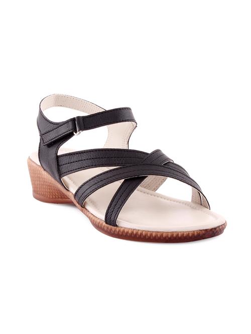 black leatherette ankle strap sandal - 10034356 - Very Small Image - 1