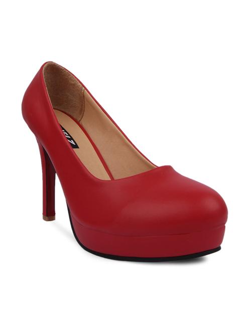 maroon leatherette slip on pump - 10034361 - Very Small Image - 1