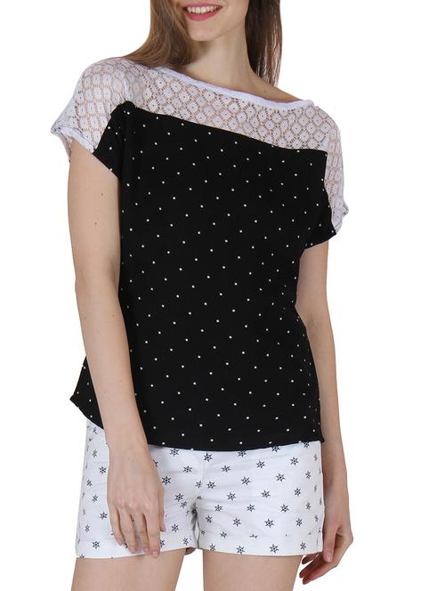 lace panel pin dot top - 10035628 - Very Small Image - 1
