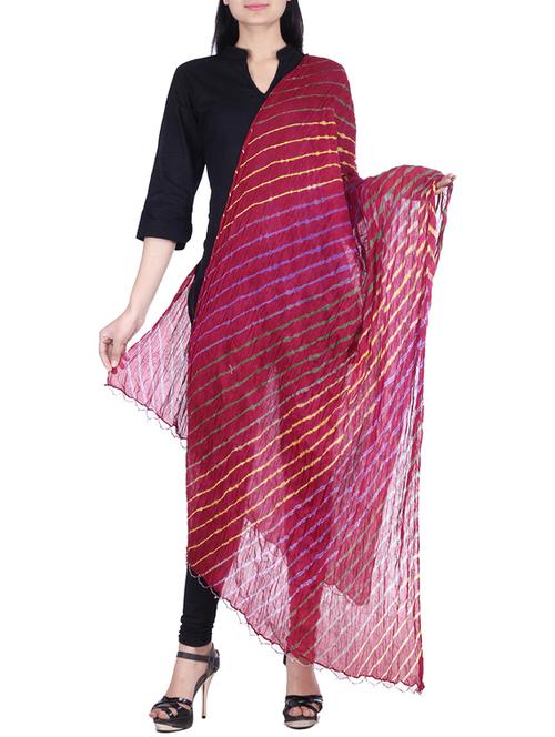 maroon cotton dupatta - 10036832 - Very Small Image - 1