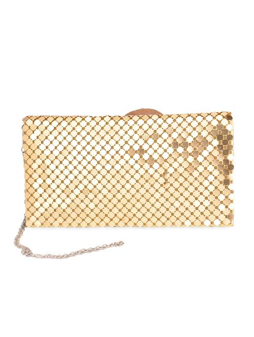 gold metal chain clutch - 10038015 - Very Small Image - 1