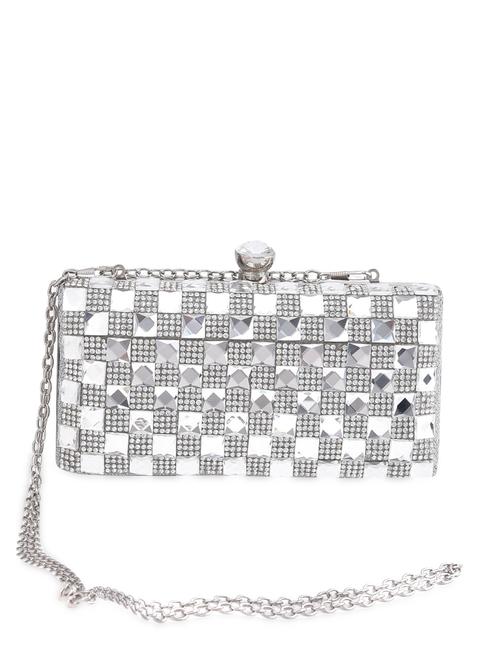 silver metal chain clutch - 10038034 - Very Small Image - 1