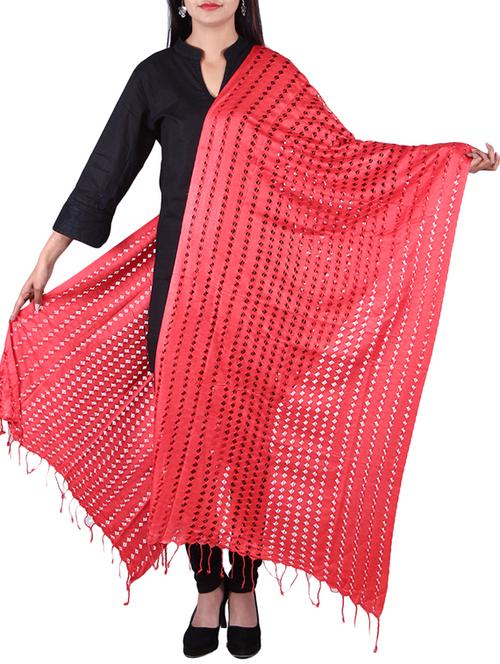 cut work red color dupatta - 10041556 - Very Small Image - 1