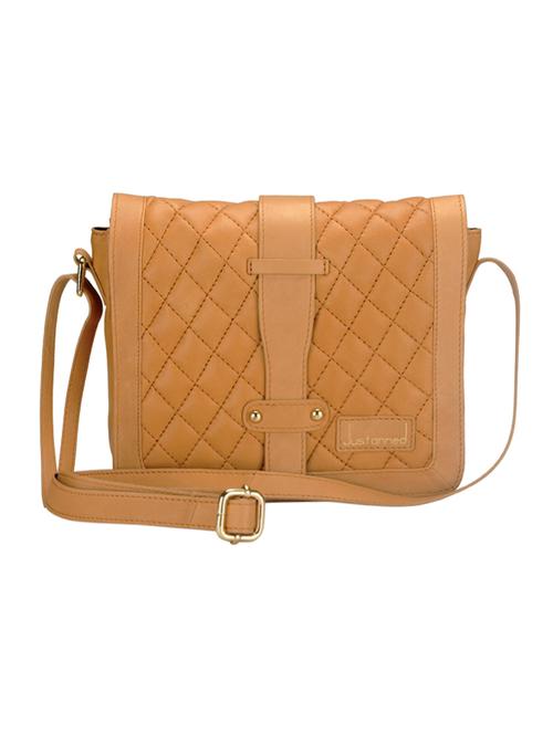 justanned tan leather quilted sling bag - 10042885 - Very Small Image - 1