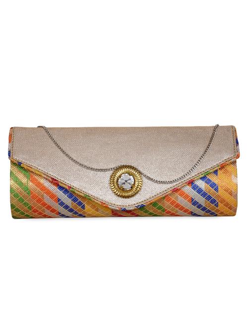 multi coloured brocade flap clutch - 1004518 - Very Small Image - 1
