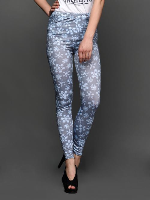 snowflake printed polyester lycra leggings - 1005177 - Very Small Image - 1