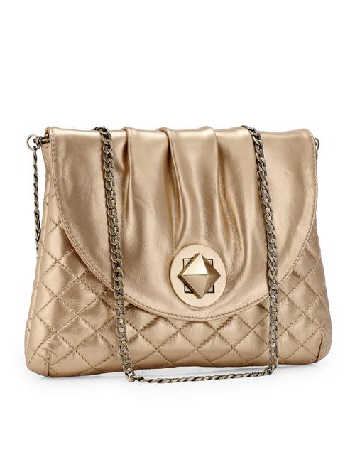golden leather clutch - 10064897 - Very Small Image - 1