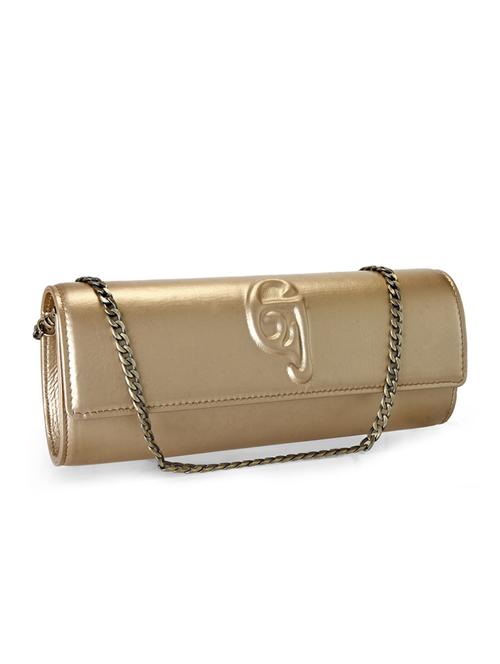 golden leather clutch - 10064902 - Very Small Image - 1