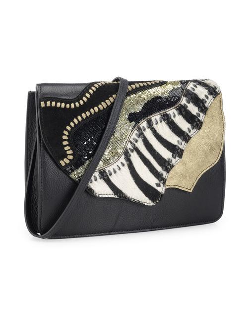 black & golden leather clutch - 10064913 - Very Small Image - 1