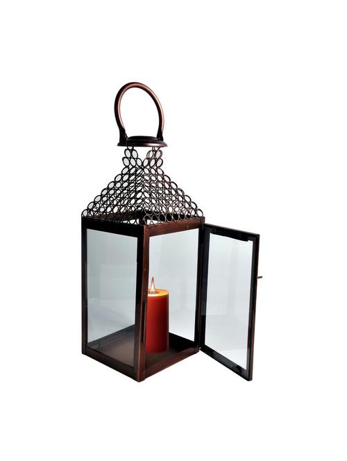 alluring chainmail & glass antique lantern 16" - 10067816 - Very Small Image - 1