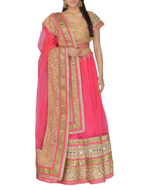 pink embellished net lehenga set - 10068253 - Very Small Image - 1