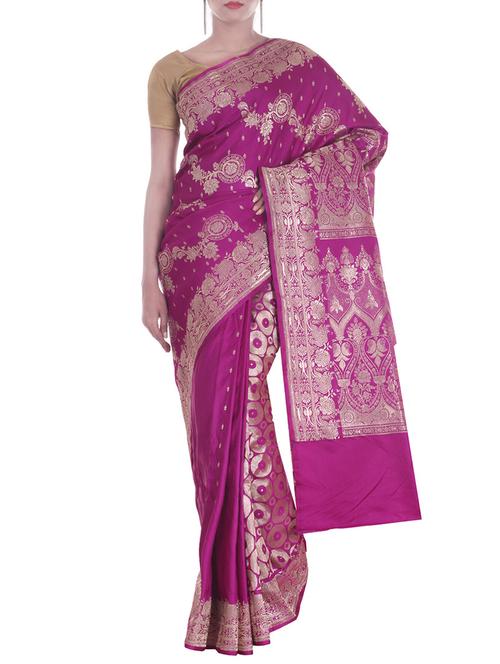 magenta silk saree - 10069533 - Very Small Image - 1