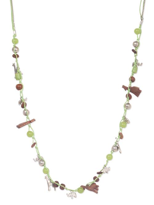 green & brown beaded neckpiece - 1007009 - Very Small Image - 1