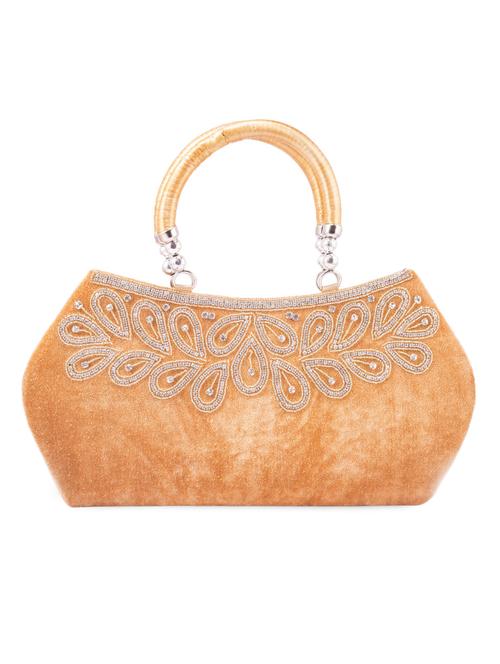 Mustard Velvet Embellished Clutch - 1007074 - Very Small Image - 1