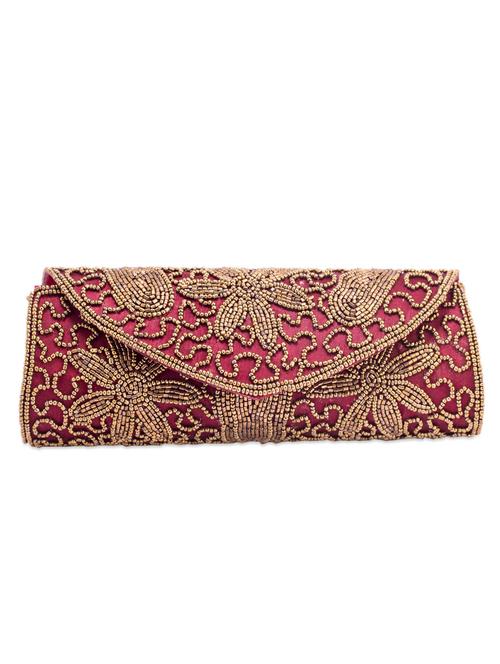 Red Beads Embellished Flap Clutch - 1007097 - Very Small Image - 1