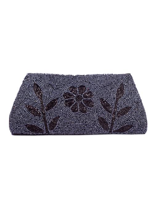 Black Base Beads Embellished Clutch - 1007105 - Very Small Image - 1