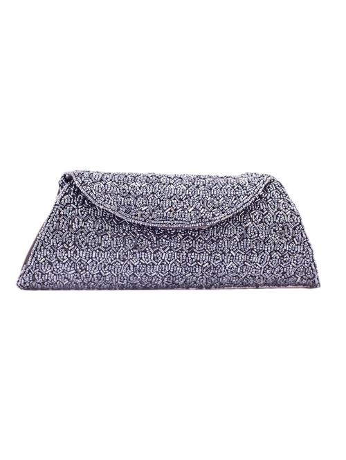 grey polyester, beads clutch - 1007109 - Very Small Image - 1