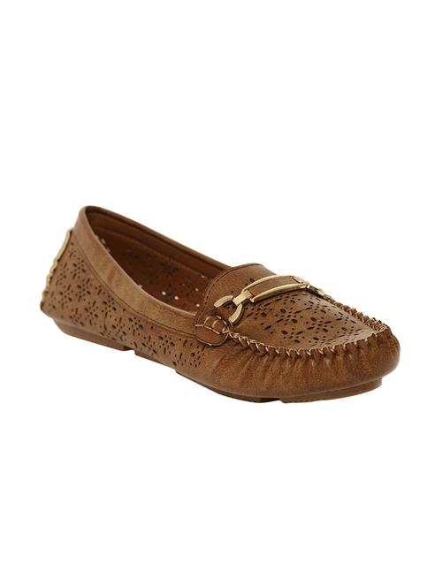 brown leatherette slip on loafers - 10075443 - Very Small Image - 1
