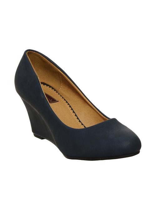 blue leatherette wedges - 10075445 - Very Small Image - 1