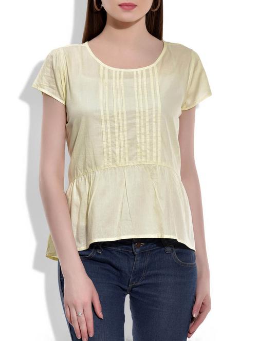 yellow cotton peplum top - 10075833 - Very Small Image - 1