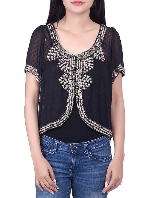 black chiffon jacket - 10077358 - Very Small Image - 1