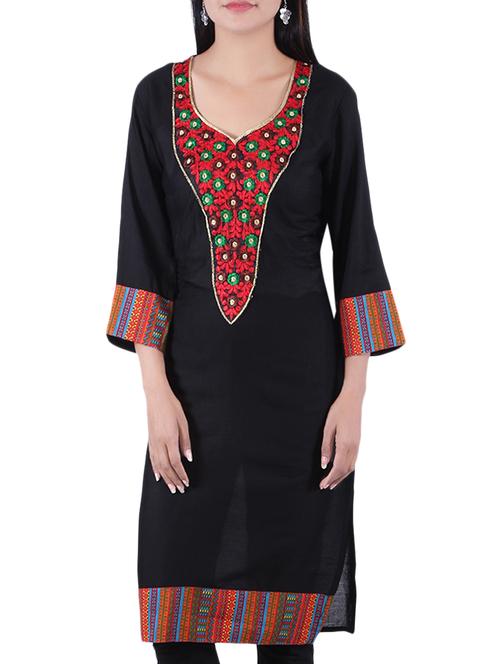 black rayon kurta - 10077980 - Very Small Image - 1