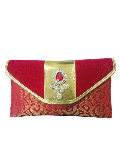 maroon brocade clutch - 10079537 - Very Small Image - 1