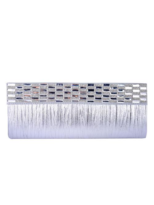 silver faux leather clutch - 10079547 - Very Small Image - 1
