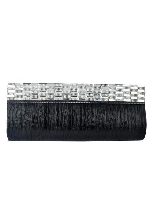 black wrinkle rexin clutch - 10079548 - Very Small Image - 1