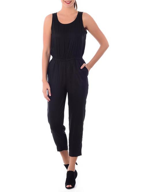 black rayon full leg jumpsuit - 10079574 - Very Small Image - 1