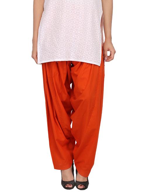 orange cotton salwars - 10080690 - Very Small Image - 1