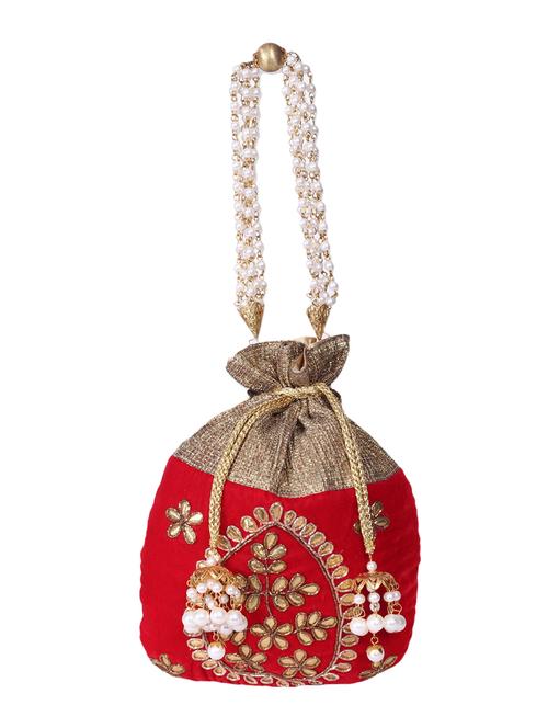 red,golden velvet clutch - 10080704 - Very Small Image - 1