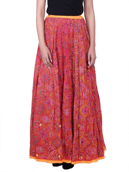 red cotton skirts - 10082160 - Very Small Image - 1