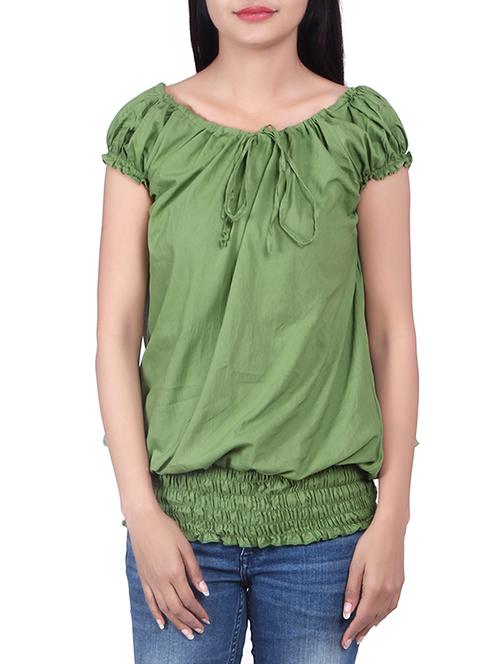 green cotton top - 10082164 - Very Small Image - 1
