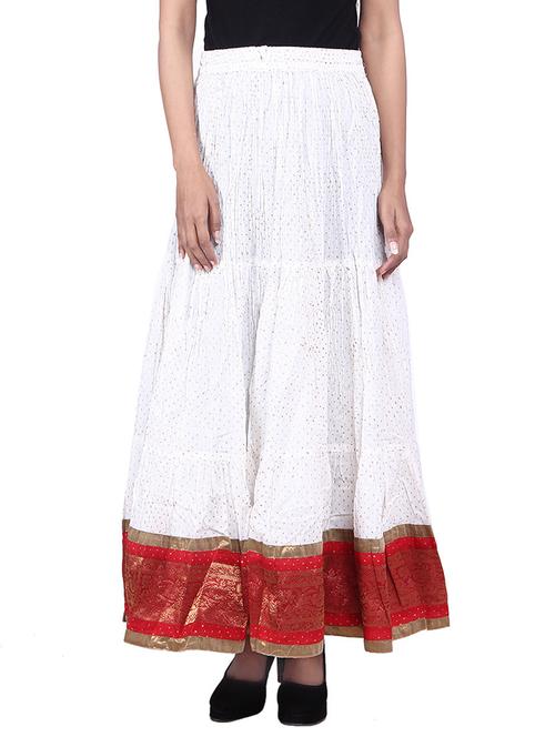 white, red cotton skirts - 10082202 - Very Small Image - 1