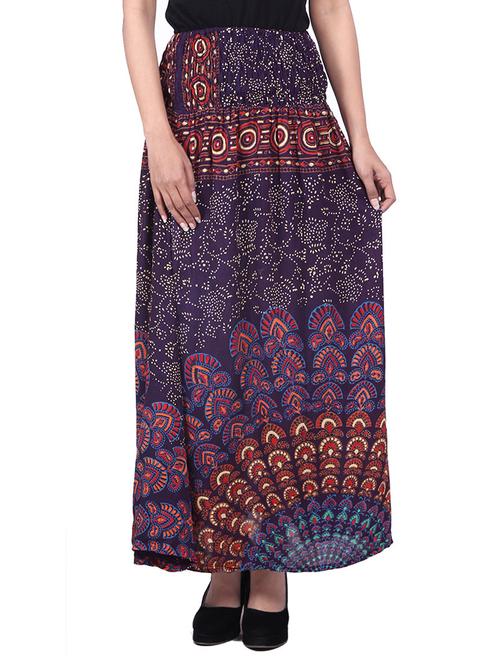 brown rayon skirts - 10082226 - Very Small Image - 1