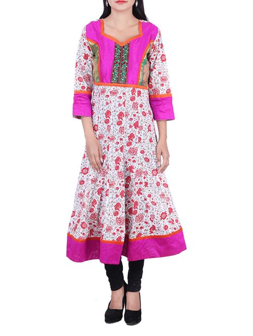 white,red cotton kurta - 10082362 - Very Small Image - 1